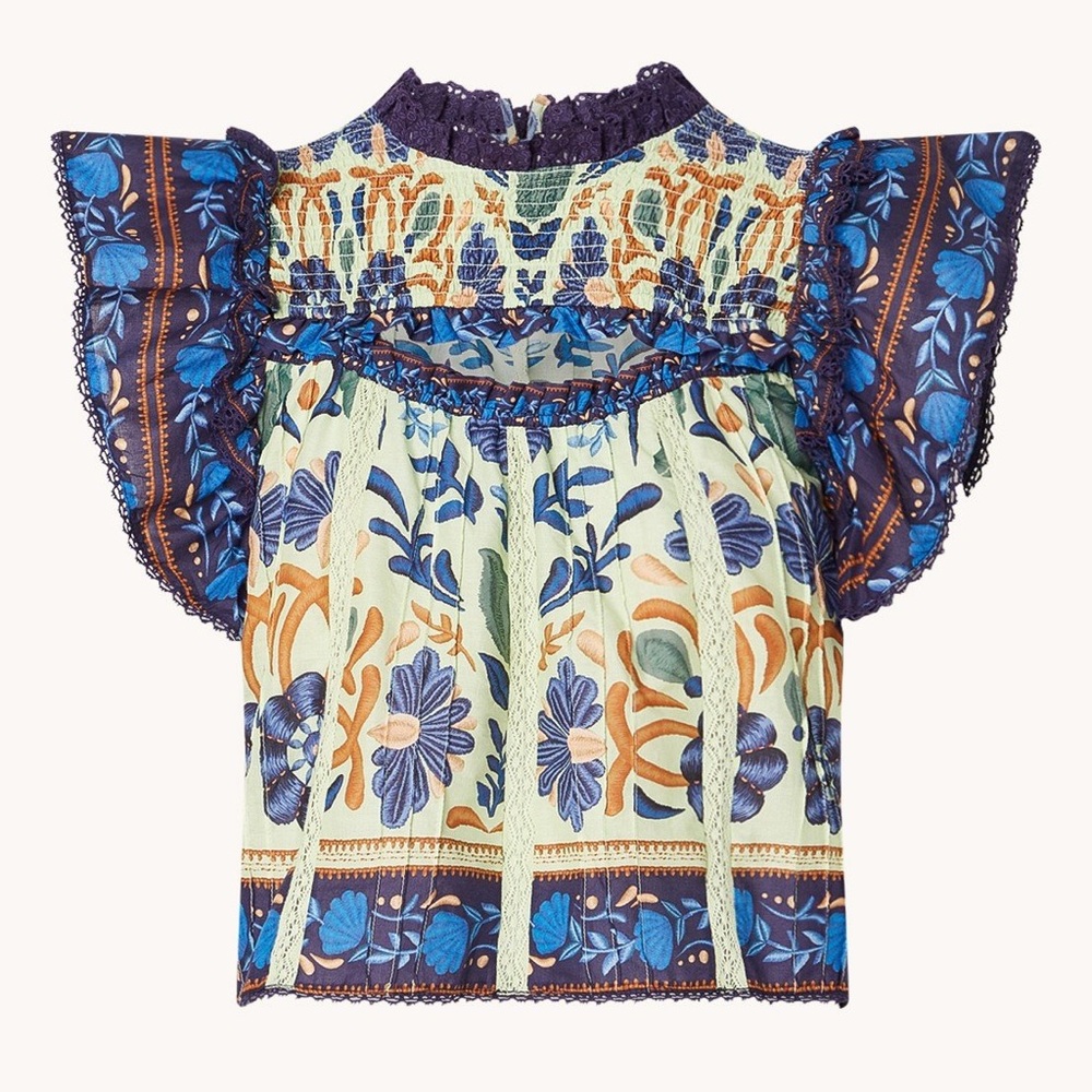 Farm Rio Ocean Tapestry Blouse Size XL
